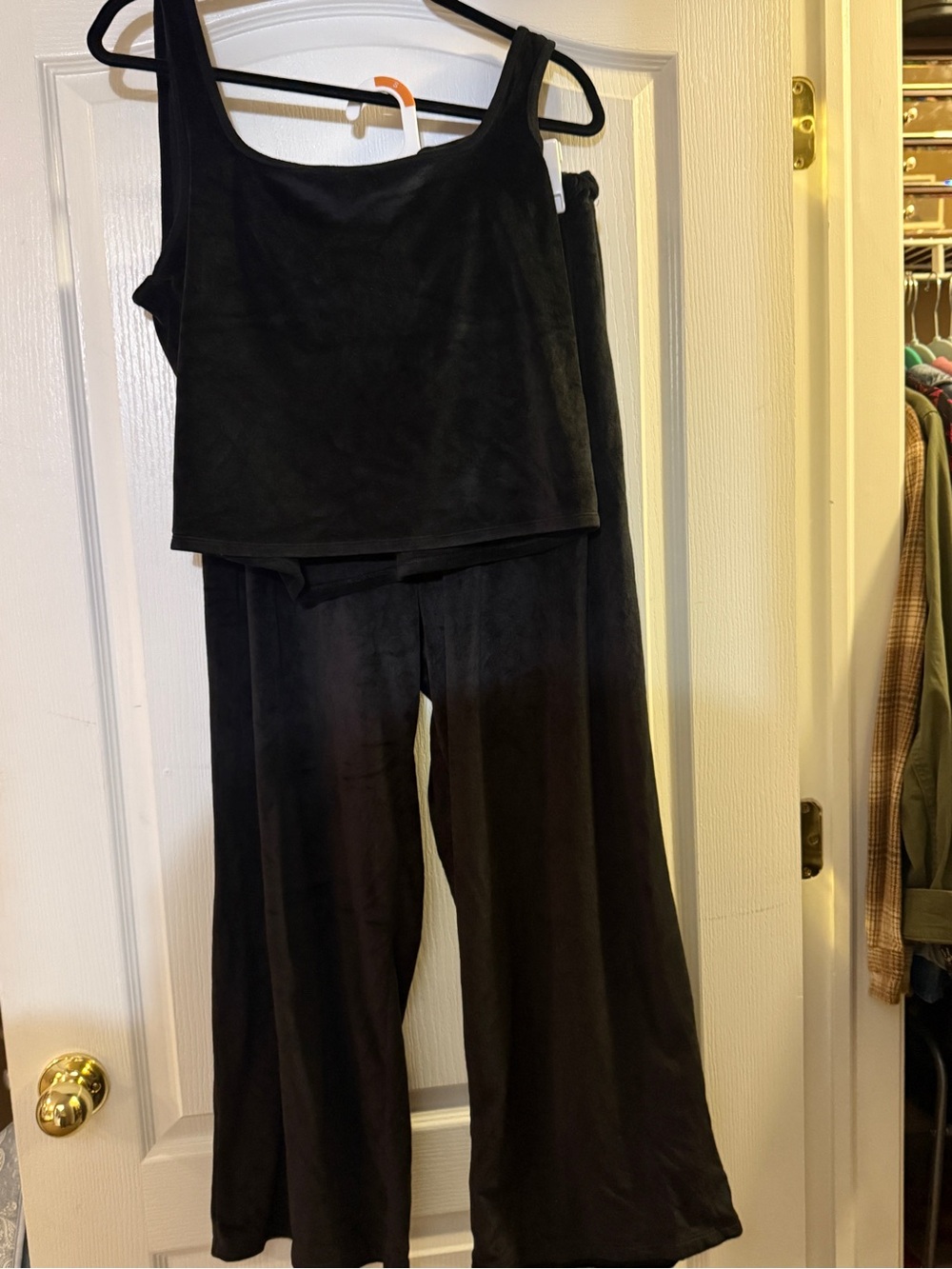 Old Navy Black Velvet Wide-Leg Pants and Tank Set L pants XL shirt